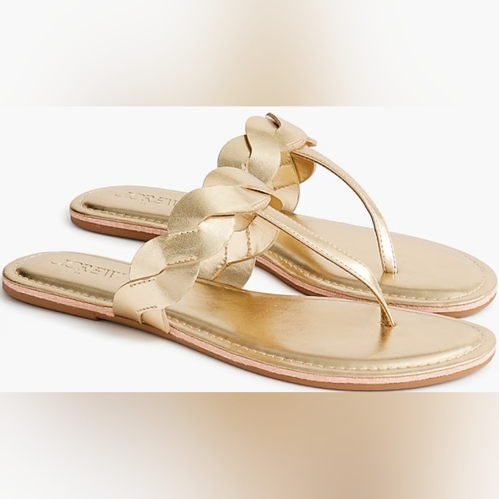 J. Crew Metallic Gold Braided Sandals